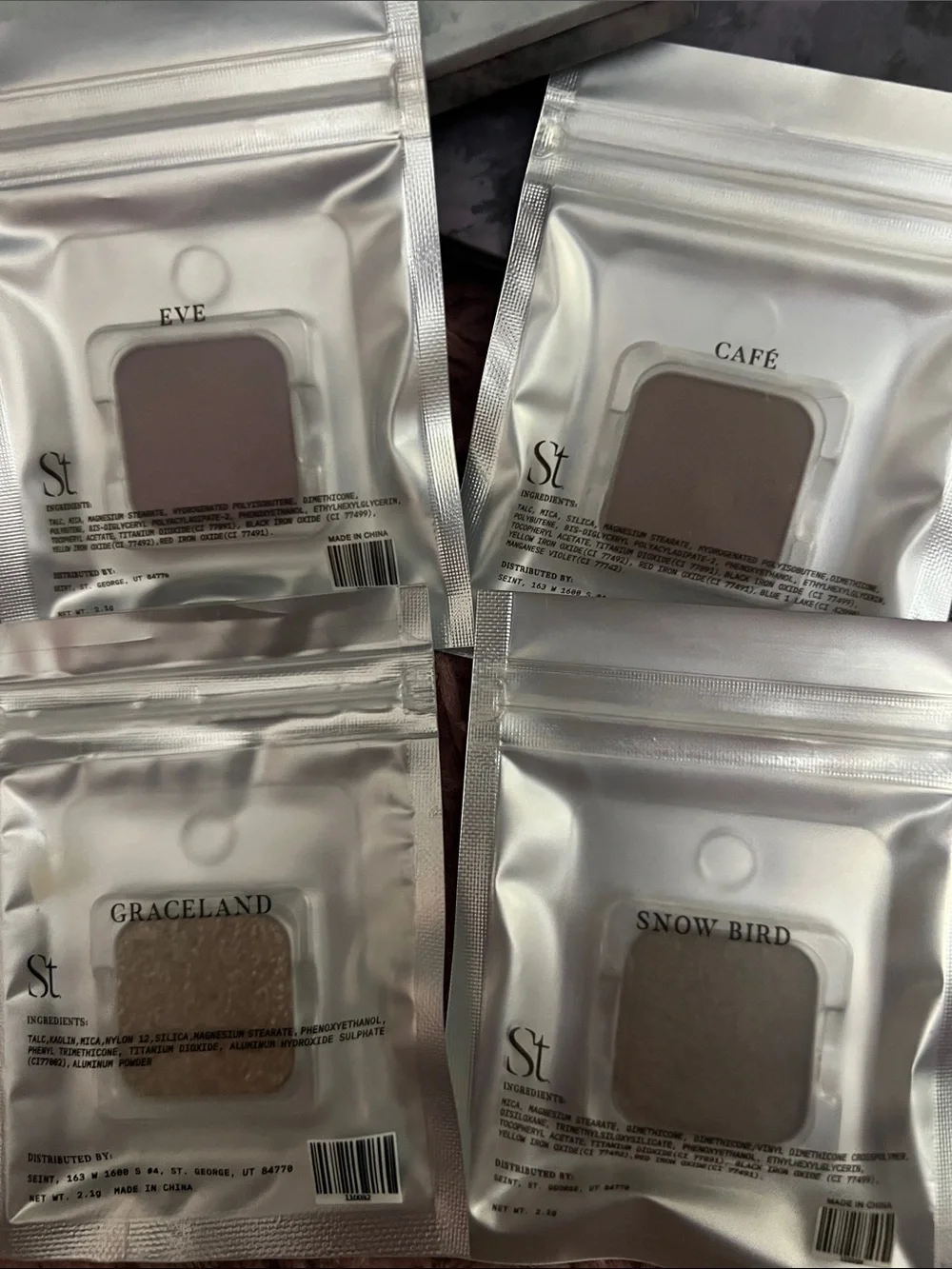 Seint bundle - Single Eyeshadow Shades - Eve, Cafe, Graceland, Snow Bird